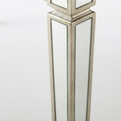Wood Mirror Dining Table with Extension Leaf, Glam Style, Mirrored & Champagne