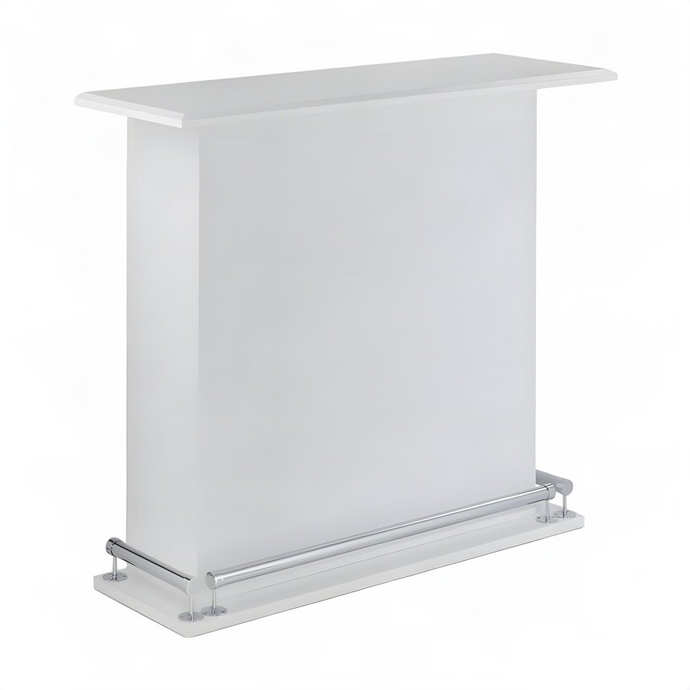 High Gloss Wood Counter Height Bar Table with Metal Base Stand, White High Gloss