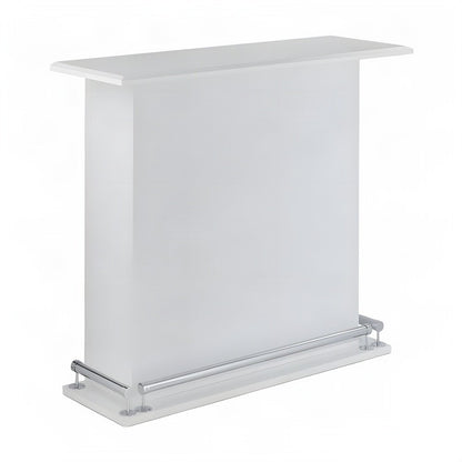 High Gloss Wood Counter Height Bar Table with Metal Base Stand, White High Gloss