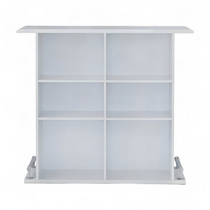 High Gloss Wood Counter Height Bar Table with Metal Base Stand, White High Gloss