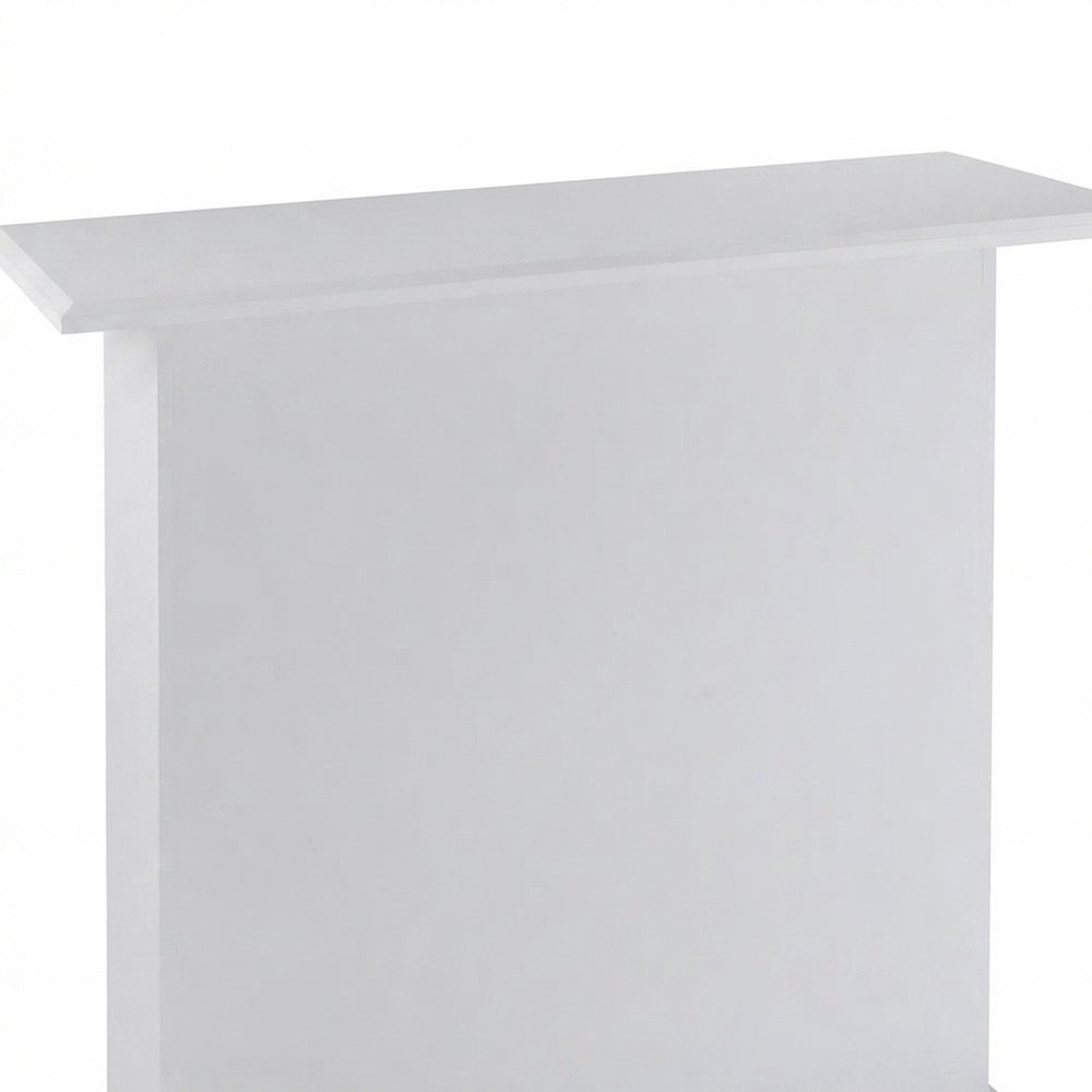High Gloss Wood Counter Height Bar Table with Metal Base Stand, White High Gloss