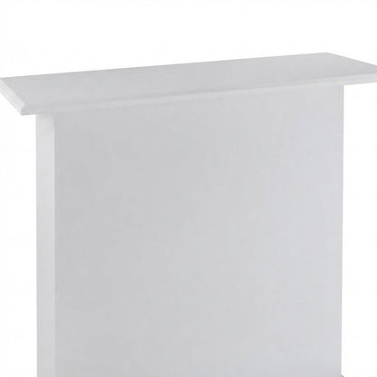 High Gloss Wood Counter Height Bar Table with Metal Base Stand, White High Gloss
