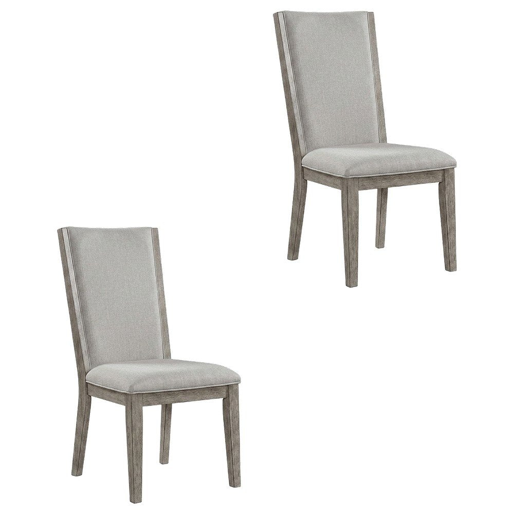 Fabric-Upholstered Armless Dining Side Chairs for Living Room, Fabric & Gray Oak, Set of 2