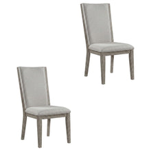 Fabric-Upholstered Armless Dining Side Chairs for Living Room, Fabric & Gray Oak, Set of 2