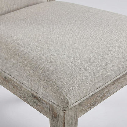 Fabric-Upholstered Armless Dining Side Chairs for Living Room, Fabric & Gray Oak, Set of 2