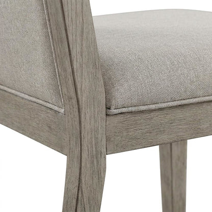 Fabric-Upholstered Armless Dining Side Chairs for Living Room, Fabric & Gray Oak, Set of 2