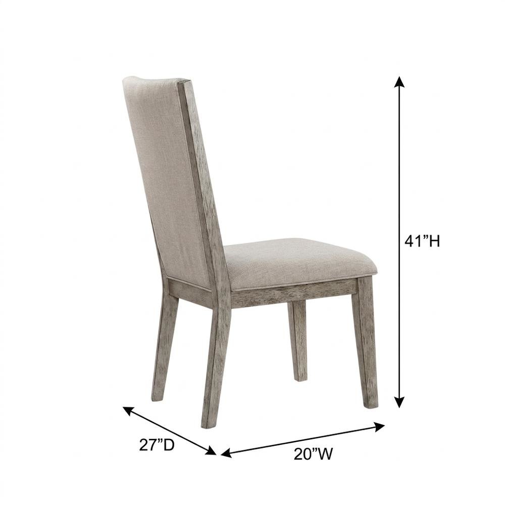 Fabric-Upholstered Armless Dining Side Chairs for Living Room, Fabric & Gray Oak, Set of 2