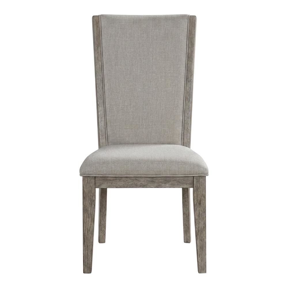 Fabric-Upholstered Armless Dining Side Chairs for Living Room, Fabric & Gray Oak, Set of 2