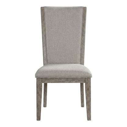 Fabric-Upholstered Armless Dining Side Chairs for Living Room, Fabric & Gray Oak, Set of 2