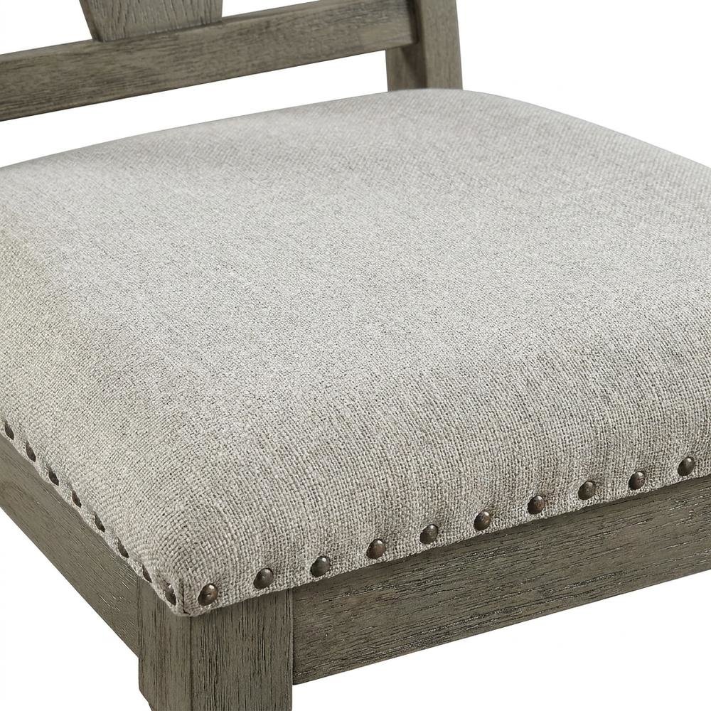 Linen Armless Accent Chair with Rubber Wood Legs, Beige Linen & Weathered Oak, Set of 2