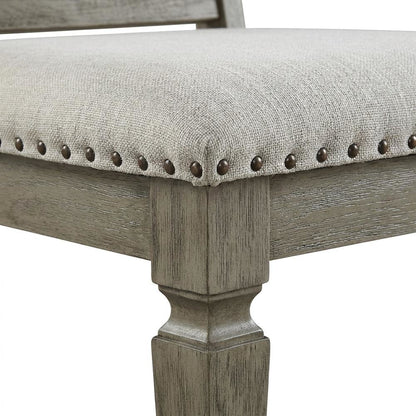 Linen Armless Accent Chair with Rubber Wood Legs, Beige Linen & Weathered Oak, Set of 2