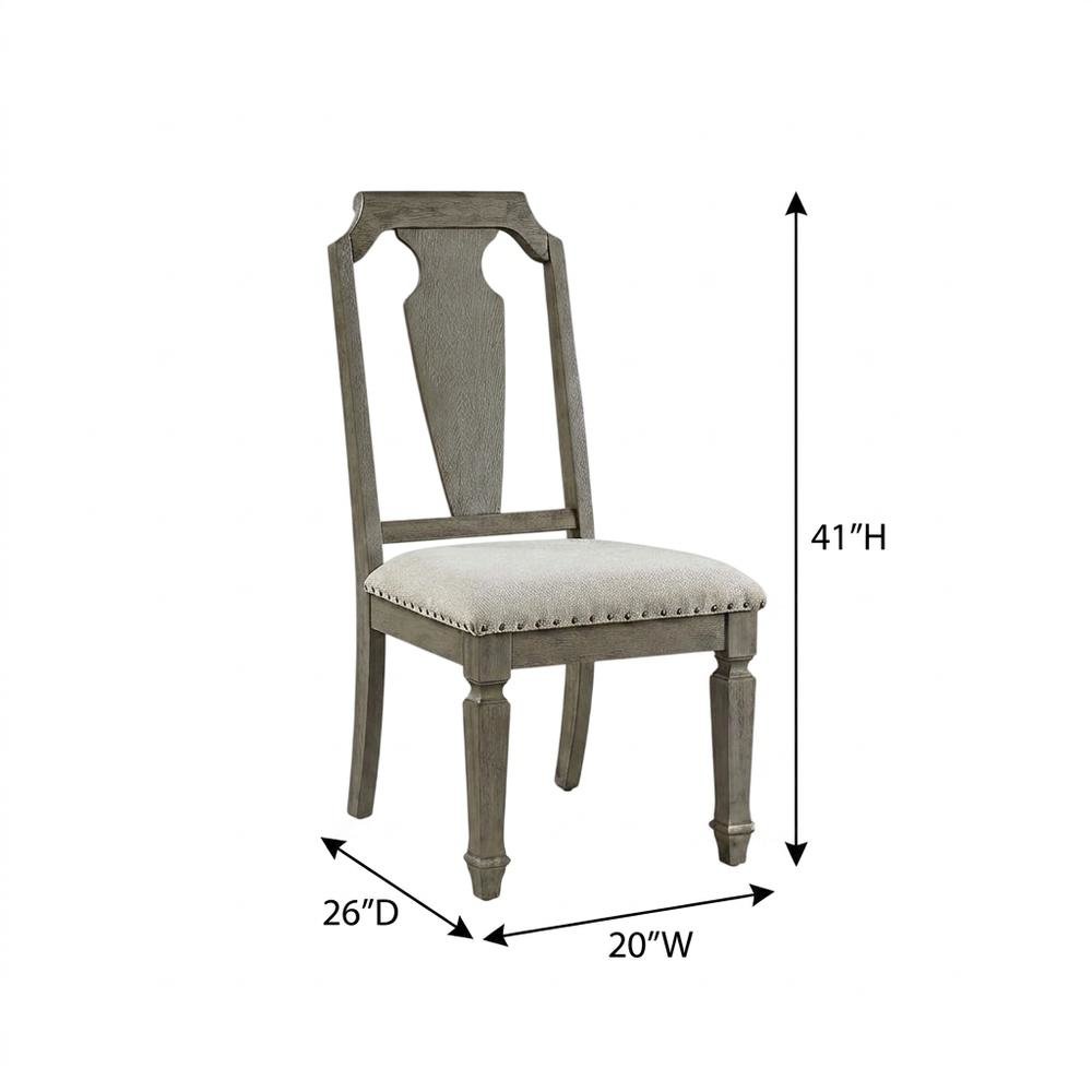 Linen Armless Accent Chair with Rubber Wood Legs, Beige Linen & Weathered Oak, Set of 2