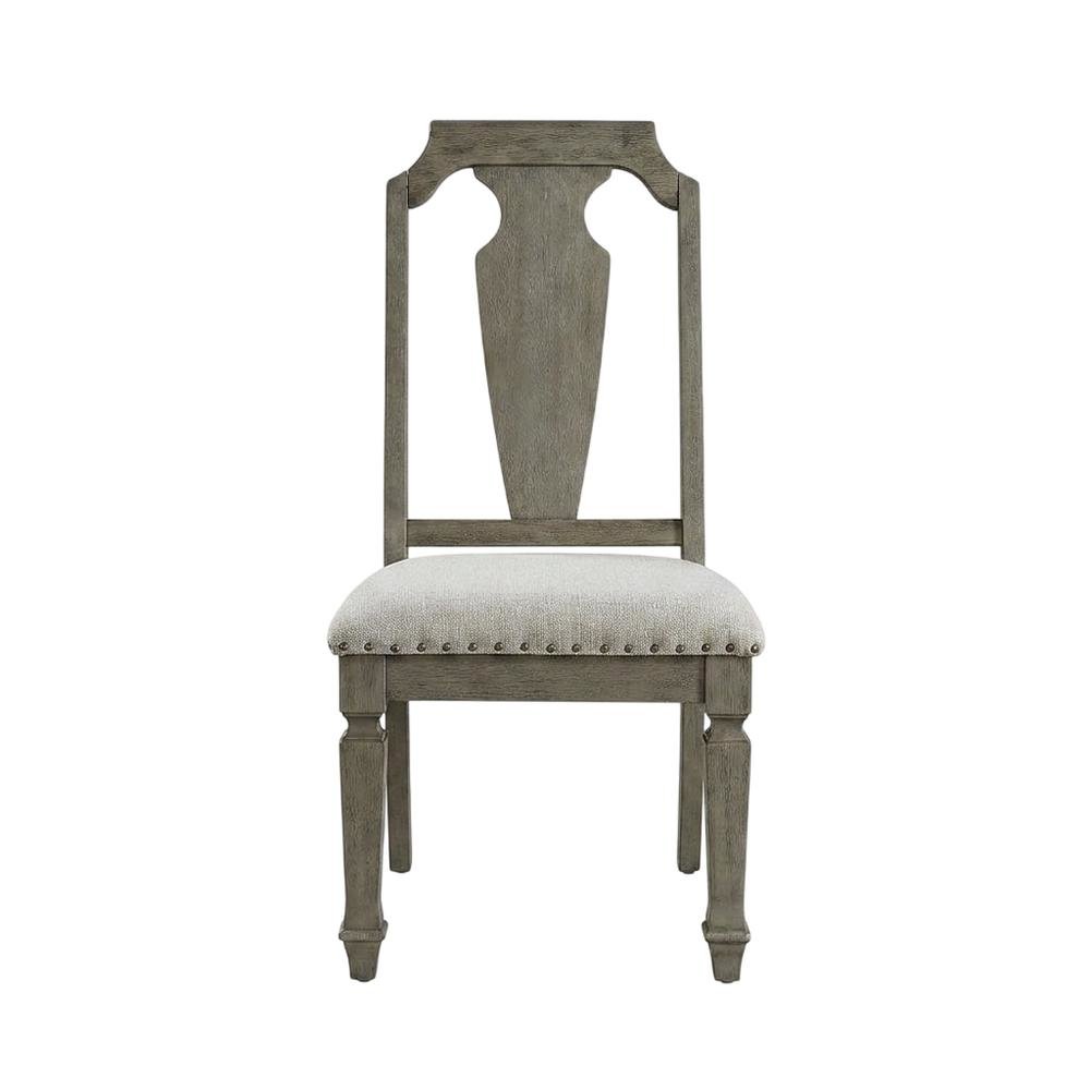 Linen Armless Accent Chair with Rubber Wood Legs, Beige Linen & Weathered Oak, Set of 2
