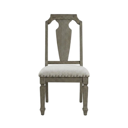 Linen Armless Accent Chair with Rubber Wood Legs, Beige Linen & Weathered Oak, Set of 2