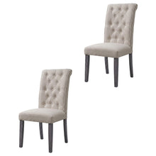 Linen Armless Accent Chair with Hickory Wood Frame, Beige Linen & Gray, Set of 2