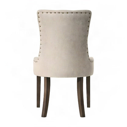 Fabric Accent Side Chairs with Rubber, Beige Fabric & Weathered Oak, Set of 2