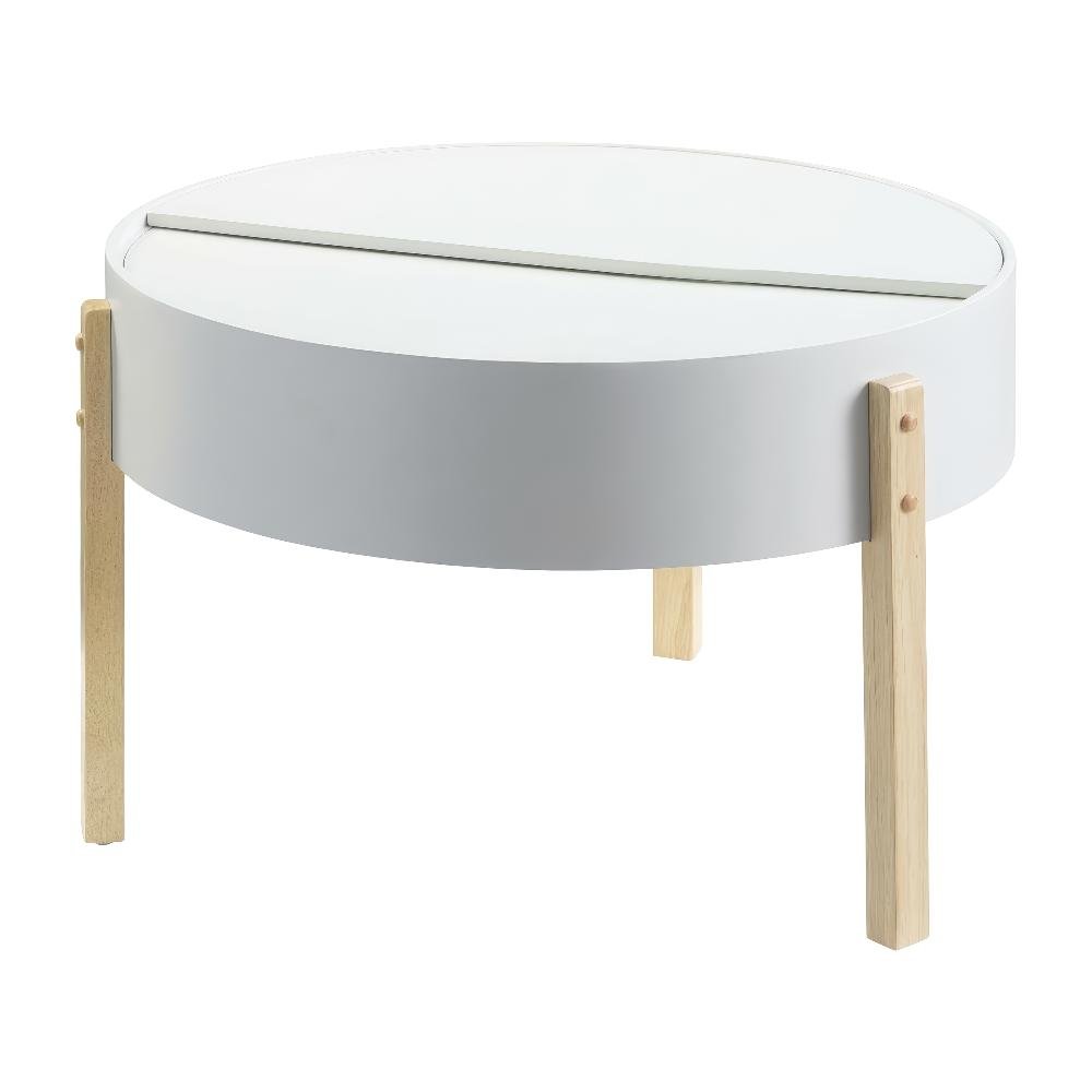 Coffee Table White & Wood-Tone Pine MDF with Durable Finish and Stylish Design
