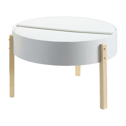 Coffee Table White & Wood-Tone Pine MDF with Durable Finish and Stylish Design