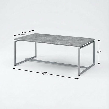 Faux Concrete Top and Silver 3-Piece Industrial Coffee and End Table Set