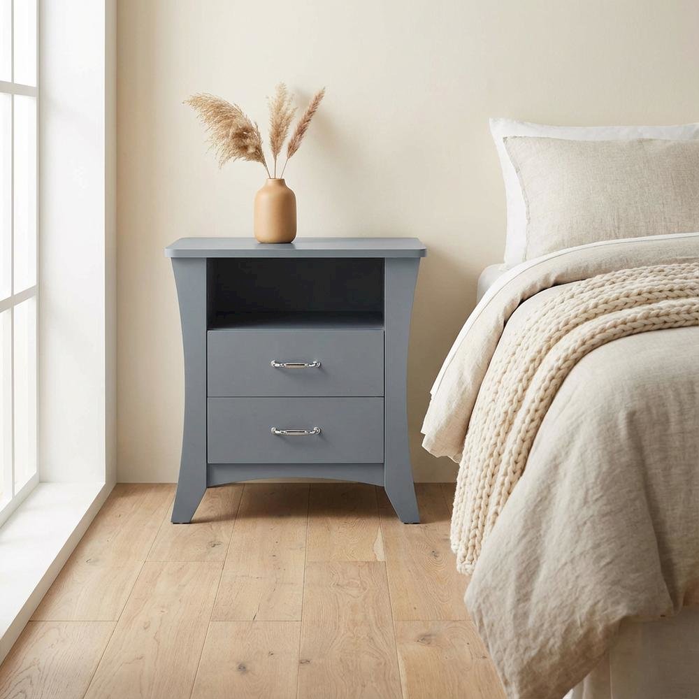 Gray Finish Nightstand with Transitional Style and Ample Clearance
