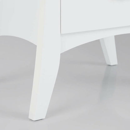 White Nightstand with Modern Design and Storage Shelf