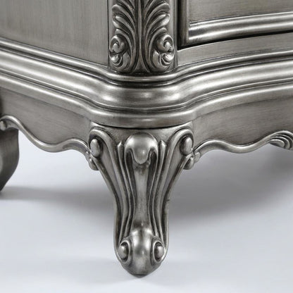Gray Nightstand with Antique Finish, Transitional Style, Rectangular