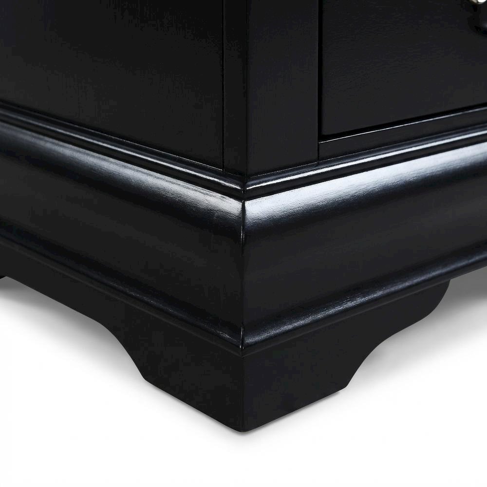 Black Philippe Nightstand with Modern Design and Ample Storage