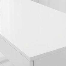 White High Gloss And Gold Office Desk With Metal Frame And Spacious Surface