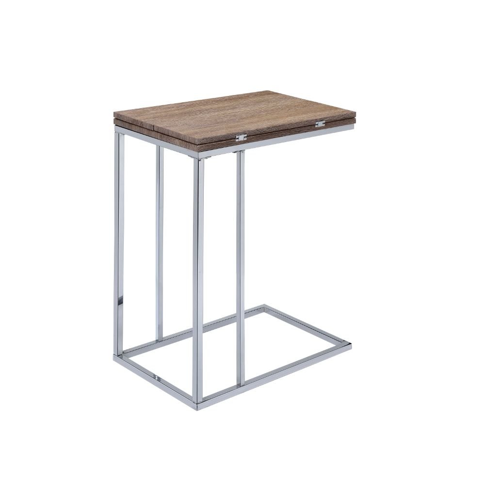 Danson Accent Table Weathered Oak & Chrome