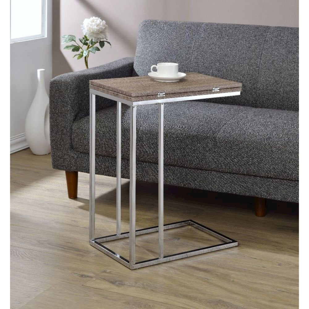 Danson Accent Table Weathered Oak & Chrome