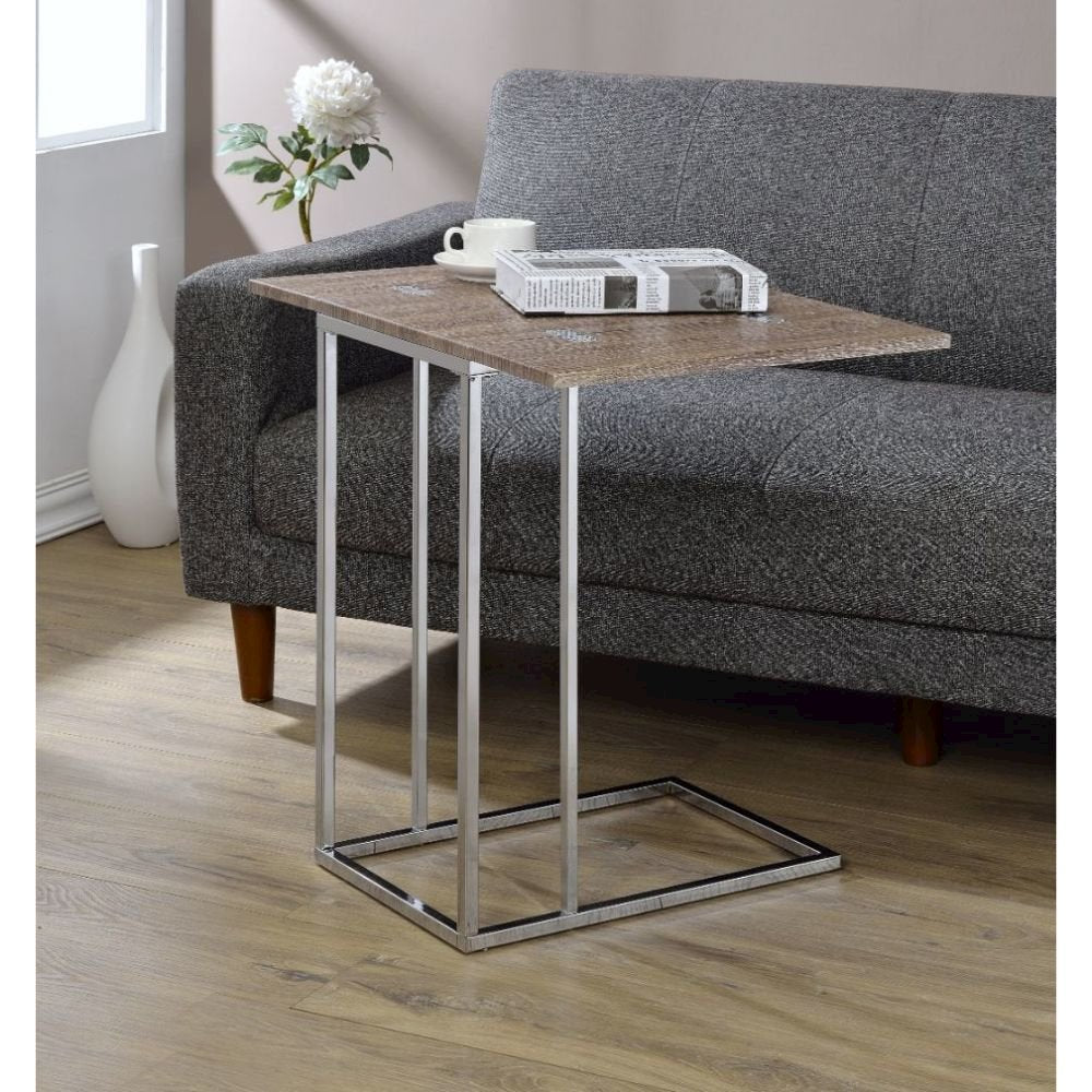 Danson Accent Table Weathered Oak & Chrome