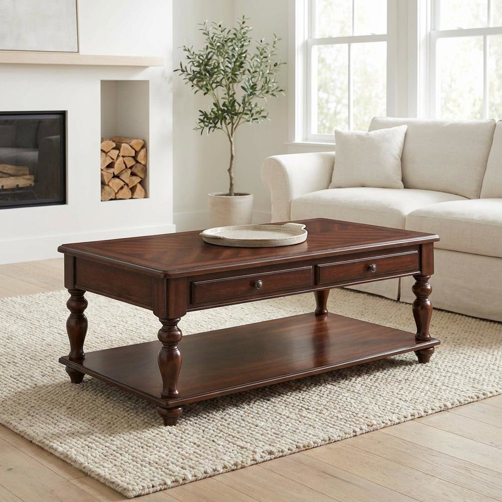 Walnut Coffee Table with Lift Top and Storage Surface for Living Room