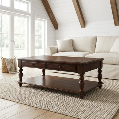 Walnut Coffee Table with Lift Top and Storage Surface for Living Room