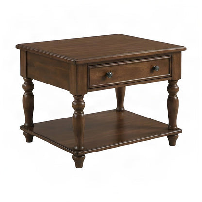 Veneer-Finish Composite Wood End Table, Small Side and Accent Table, Walnut