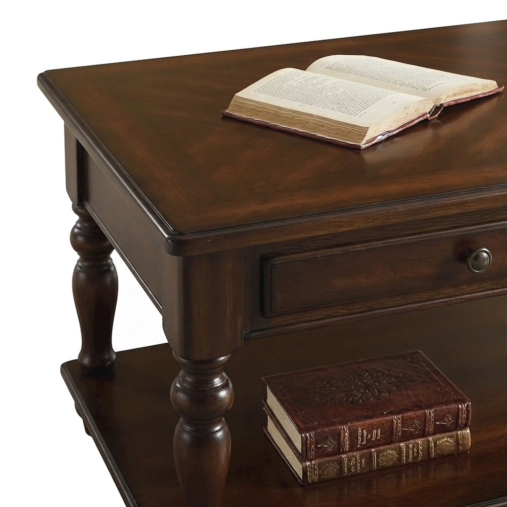 Veneer-Finish Composite Wood End Table, Small Side and Accent Table, Walnut