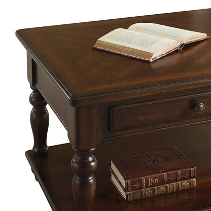 Veneer-Finish Composite Wood End Table, Small Side and Accent Table, Walnut