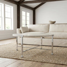 Coffee Table White Oak Chrome Metal Tube Paper Veneer Wood Surface