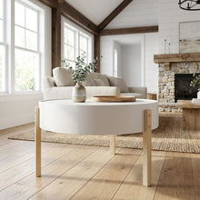 Coffee Table White & Wood-Tone Pine MDF with Durable Finish and Stylish Design