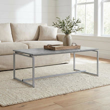 Faux Concrete Top and Silver 3-Piece Industrial Coffee and End Table Set