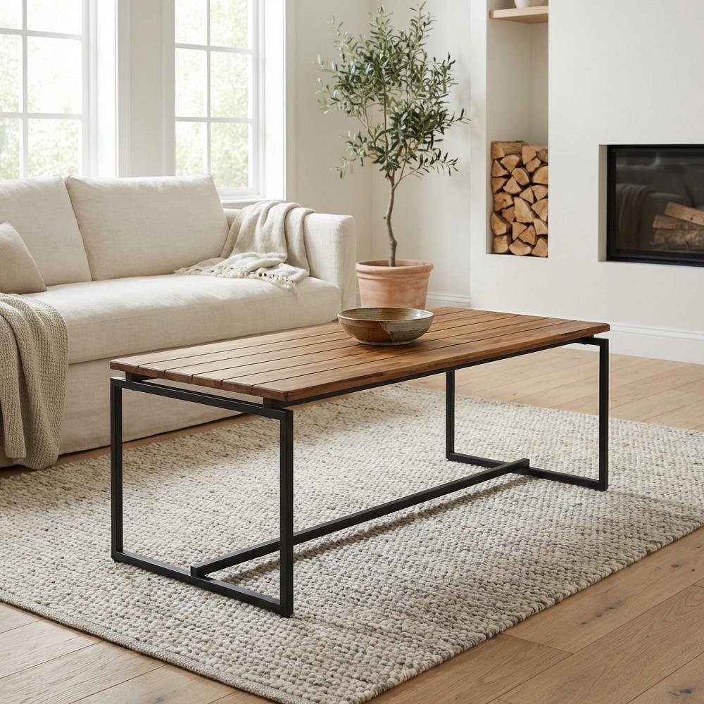 Oak and Black 3-Piece Coffee and End Table Set with Solid Wood Top