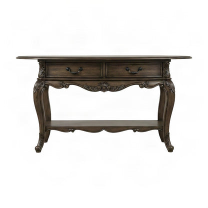 Wood Veneer Console Sofa Table, Transitional Entryway Accent, Vintage Oak