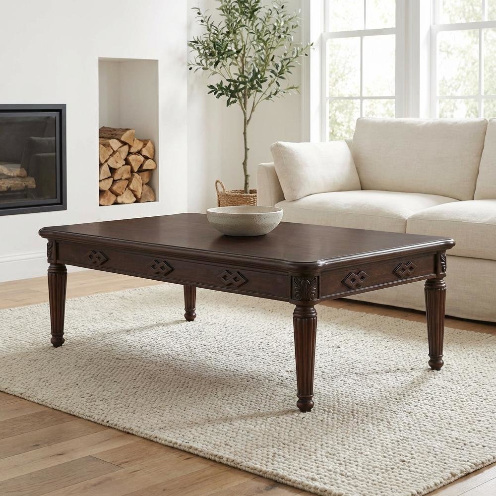 Espresso Finish Coffee Table with Contemporary Design and Sturdy Construction