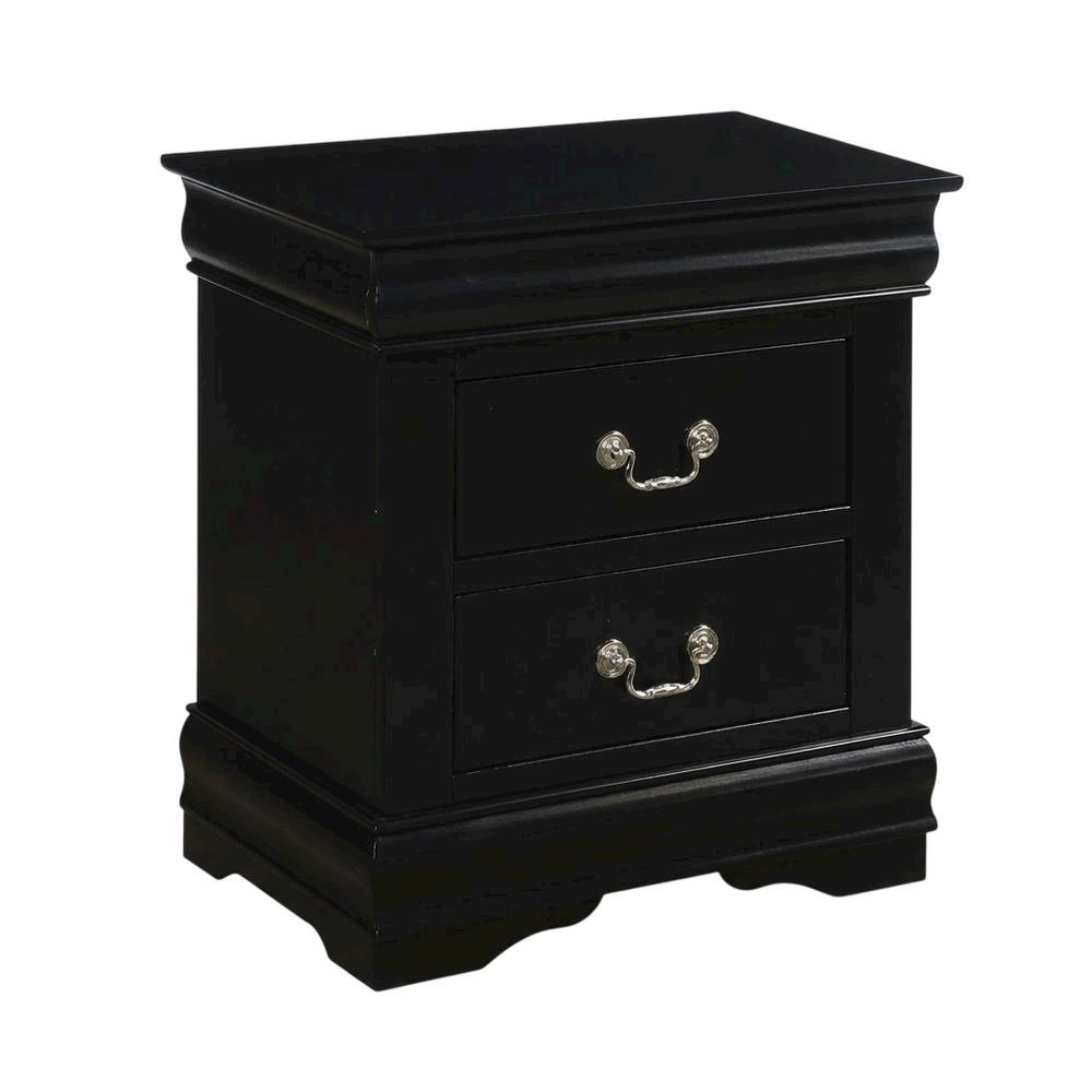 Black Philippe Nightstand with Modern Design and Ample Storage