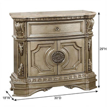 Antique Silver Nightstand with Marble Top for Bedroom Decor