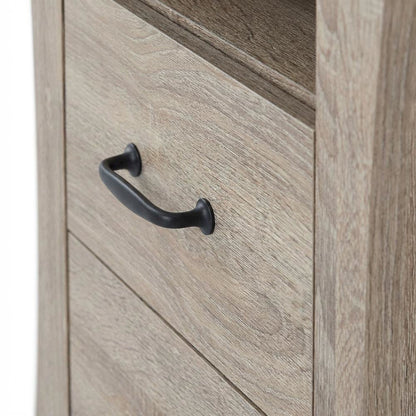 Rustic Natural Nightstand in Warm Brown Finish with Stylish Design
