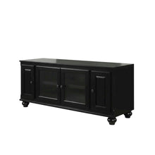 Black wood TV stand with spacious surface and modern design