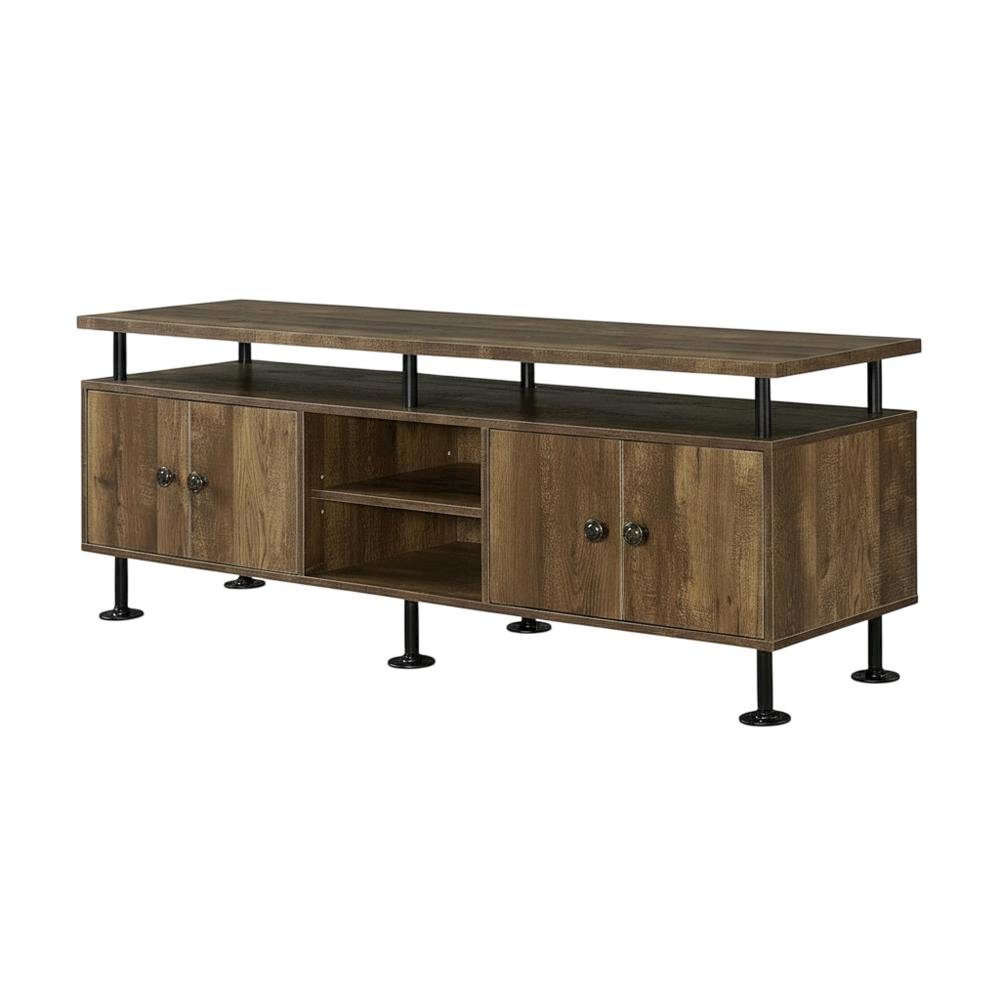 Rustic Oak, Black Finish TV Stand, Industrial Style, Multi-Color Design