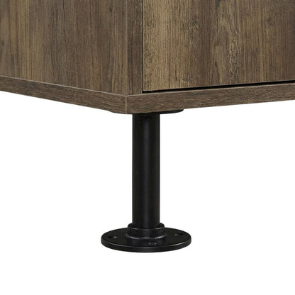 Rustic Oak, Black Finish TV Stand, Industrial Style, Multi-Color Design