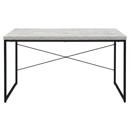 Industrial Style Office Desk With Antique White And Black Finish