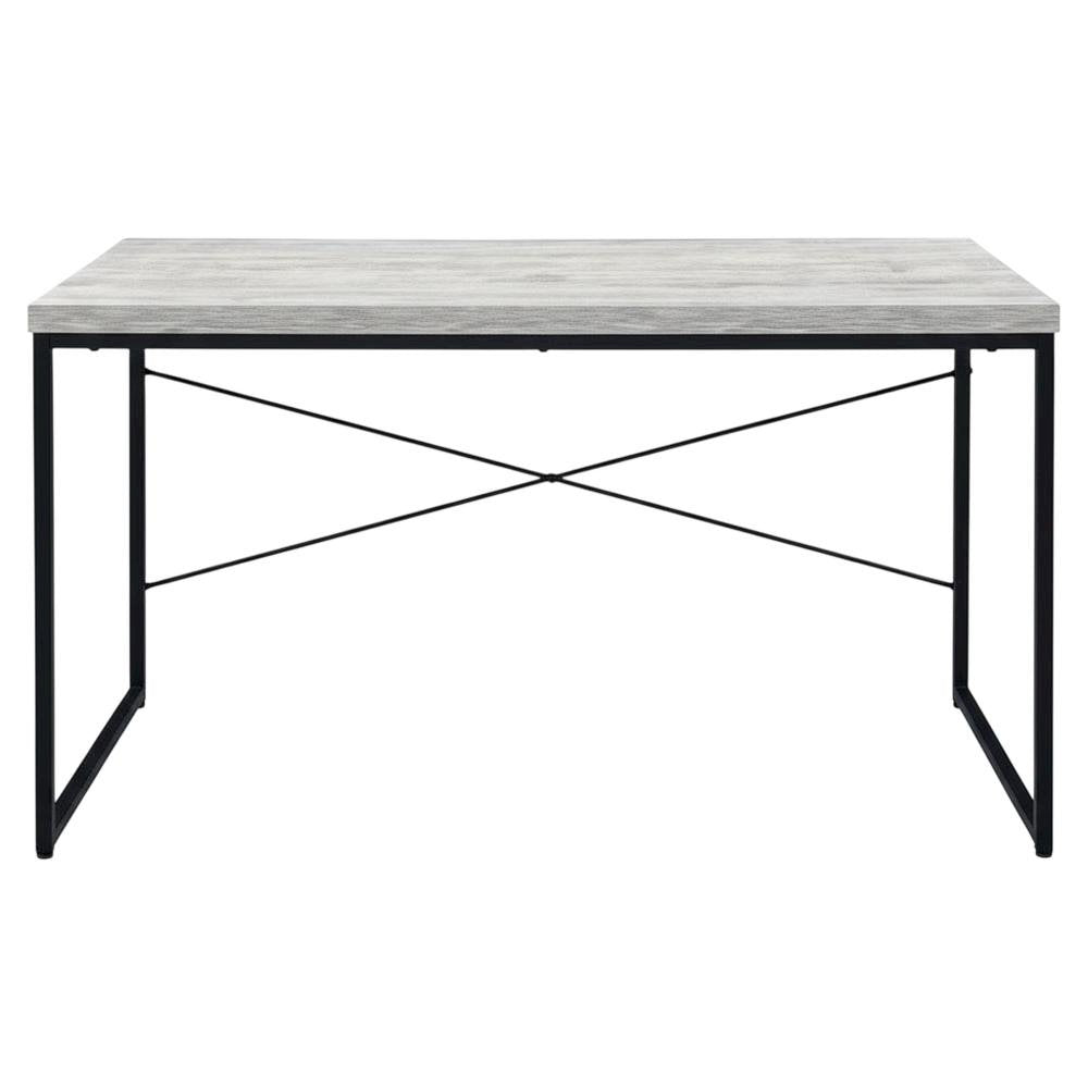 Industrial Style Office Desk With Antique White And Black Finish
